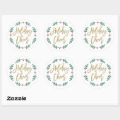 Kerstvreugde moderne gouden script krans ronde sticker (Vel)