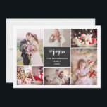 kerstvreugde | Multi Photo Grid Chalkboard look Feestdagenkaart<br><div class="desc">Deze trendy kerstkaart heeft zes van je persoonlijke foto's aan de voorkant en een andere aan de achterkant,  met een centraal lijst met een rustieke krijtbordlook. Het woord "vreugde" verschijnt in grillig,  wervelend script,  en er is een plek voor je eigen boodschap op de achterkant.</div>
