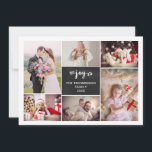 kerstvreugde | Multi Photo Grid Chalkboard look Feestdagenkaart<br><div class="desc">Deze trendy kerstkaart heeft zes van je persoonlijke foto's aan de voorkant en een andere aan de achterkant,  met een centraal lijst met een rustieke krijtbordlook. Het woord "vreugde" verschijnt in grillig,  wervelend script,  en er is een plek voor je eigen boodschap op de achterkant.</div>
