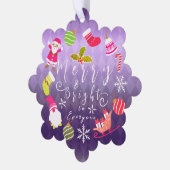Kerstvreugde Paars Ornament Kaart (Links)