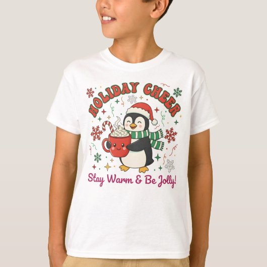 Kerstvreugde Pinguïn T-shirt (Voorkant)
