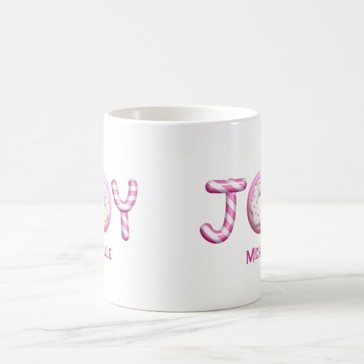 Kerstvreugde | Pink Candy Cane gepersonaliseerd Koffiemok (Center)