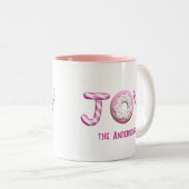 Kerstvreugde | Pink Candy Cane gepersonaliseerd Tweekleurige Koffiemok (Voorkant rechts)