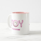 Kerstvreugde | Pink Candy Cane gepersonaliseerd Tweekleurige Koffiemok (Voorkant links)