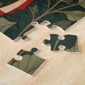 Kerstvreugde Rendier William Morris Geïnspireerd Legpuzzel (Zijkant)