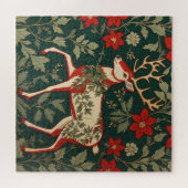 Kerstvreugde Rendier William Morris Geïnspireerd Legpuzzel (Horizontaal)