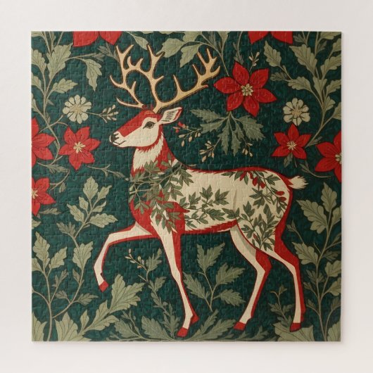 Kerstvreugde Rendier William Morris Geïnspireerd Legpuzzel (Verticaal)