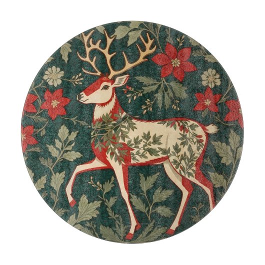 Kerstvreugde Rendier William Morris Geïnspireerd Snijplank (Voorkant)