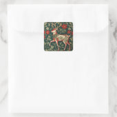 Kerstvreugde Rendier William Morris Geïnspireerd Vierkante Sticker (Tas)