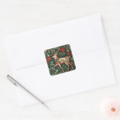 Kerstvreugde Rendier William Morris Geïnspireerd Vierkante Sticker (Envelop)