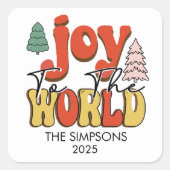 Kerstvreugde Retro Geschenk Vierkante Sticker (Voorkant)