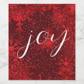 Kerstvreugde Rode Sneeuwvlokken Vallende Sneeuw Wijn Etiket (Enkel label)