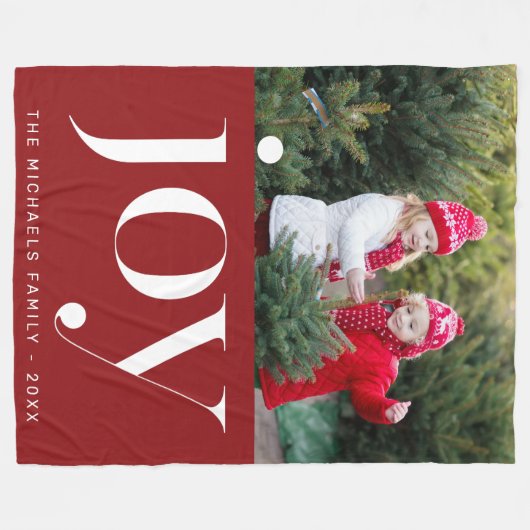 Kerstvreugde rood en wit vakantiefoto fleece deken (Voorkant (Horizontaal))