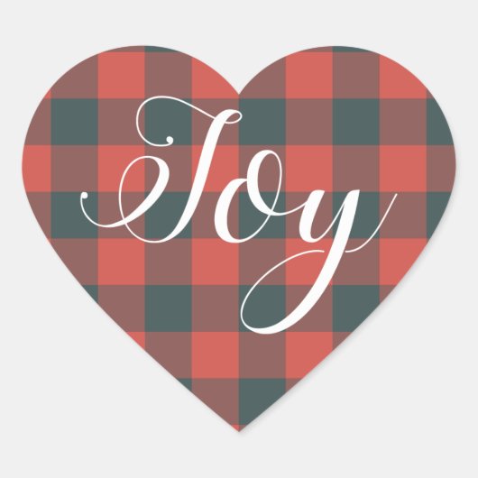 Kerstvreugde Rood Zwart Gingham Buffalo Plaid Hart Sticker (Voorkant)