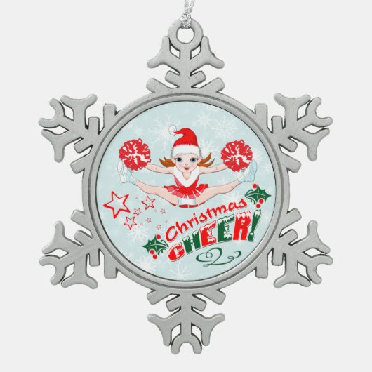 Kerstvreugde Tin Sneeuwvlok Ornament (Voorkant)