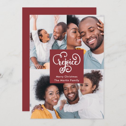 Kerstvreugde Typografie Rode Foto Kerstmis Feestdagenkaart (Voorkant / Achterkant)