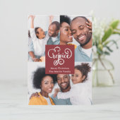 Kerstvreugde Typografie Rode Foto Kerstmis Feestdagenkaart (Staand voorkant)