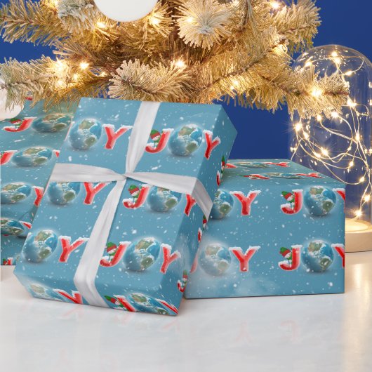 Kerstvreugde van de planeet aarde in wolken cadeaupapier (Feestdagen)