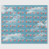 Kerstvreugde van de planeet aarde in wolken cadeaupapier (Vlak)