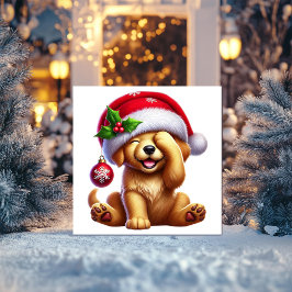 Kerstvreugde van Golden Retriever Feestdagenkaart