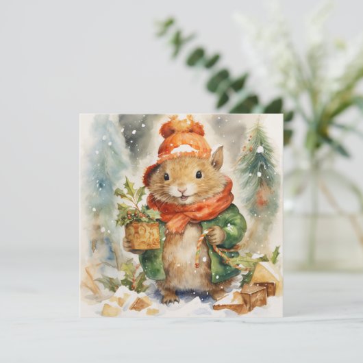 Kerstvreugde verspreiden feestdagenkaart (Staand voorkant)