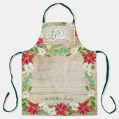 Kerstvreugde voor de Bourgogne Poinsettia Floral Schort (Voorkant)