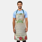 Kerstvreugde voor de Bourgogne Poinsettia Floral Schort (Gedragen)