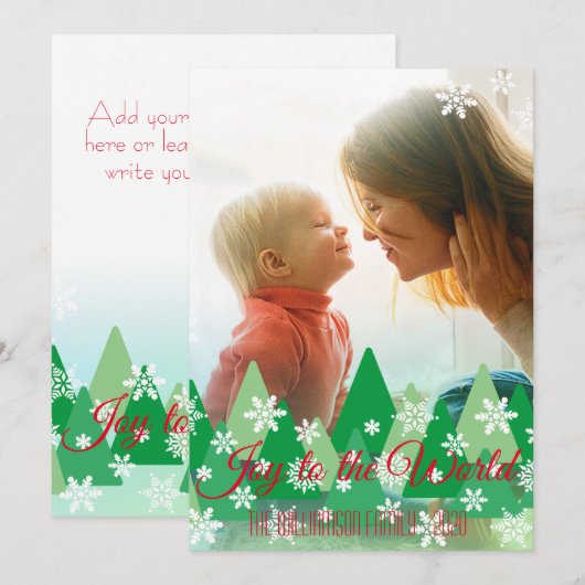 Kerstvreugde voor de Wereld Foto Bomen Sneeuwvlokk Feestdagenkaart (Voorkant / Achterkant)