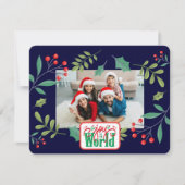 Kerstvreugde voor de Wereld Hulstbessen (voeg je f Feestdagenkaart (Voorkant)