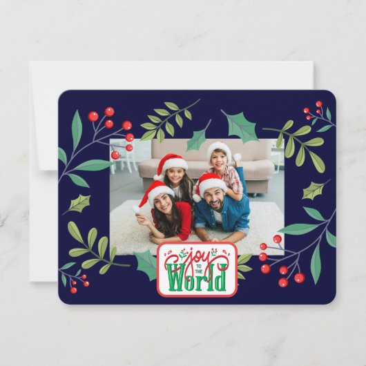 Kerstvreugde voor de Wereld Hulstbessen (voeg je f Feestdagenkaart (Voorkant)