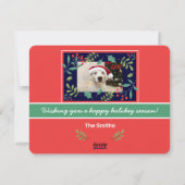 Kerstvreugde voor de Wereld Hulstbessen (voeg uw f Feestdagenkaart (Achterkant)