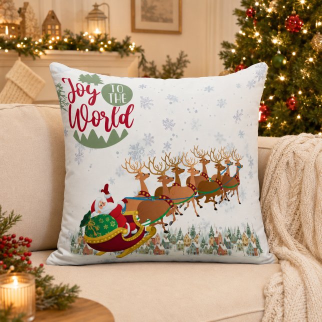 Kerstvreugde voor de Wereld Kerstman Slede Kerstmi Kussen (Creator heeft geüpload)