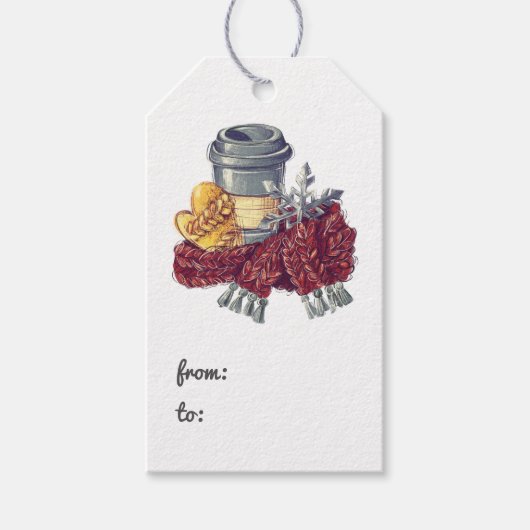 Kerstvreugde voor koffieliefhebbers cadeaulabel (Voorkant)