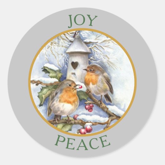 Kerstvreugde Winter Vinken Vrede Kerstmis Ronde Sticker (Voorkant)