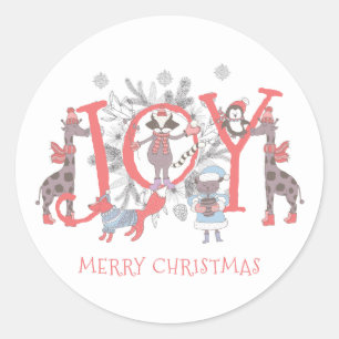 Kerstvreugde Winterfeest Dieren Vakantie  Ronde Sticker