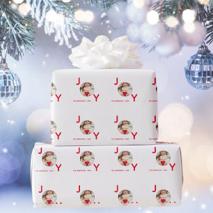 Kerstvreugde wit rood foto cadeaupapier