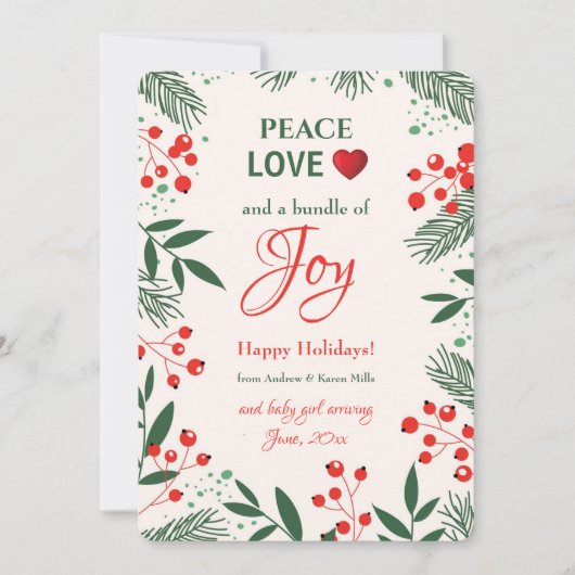 Kerstvreugde zwangerschapsaankondiging kerstkaart (Voorkant)