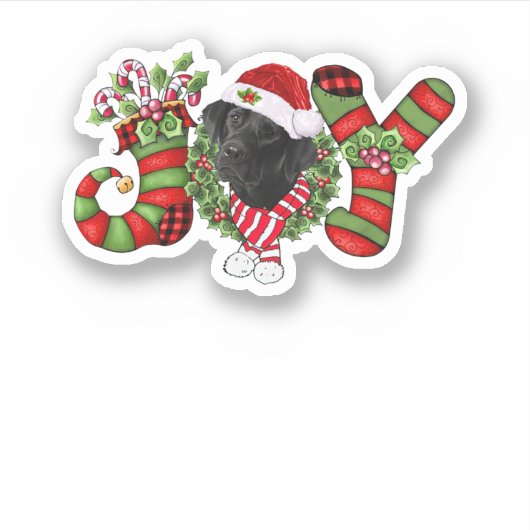 Kerstvrey Dwarf Stocking Black Labrador Sticker (Voorkant)