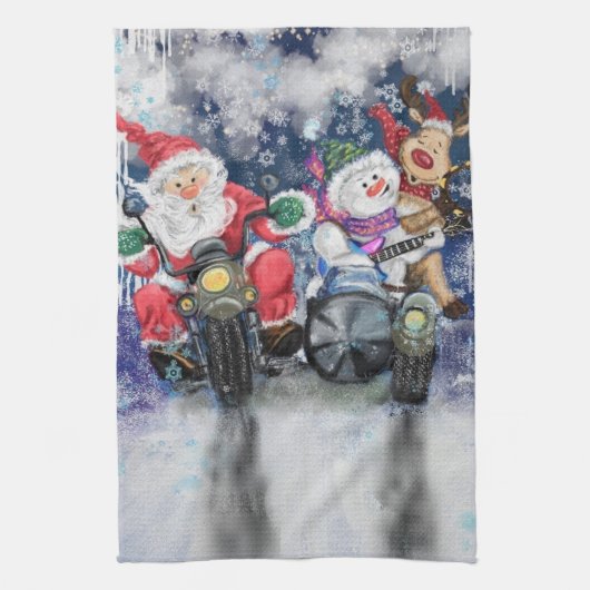 Kerstvrienden Grappige Keukenhanddoek (Verticaal)