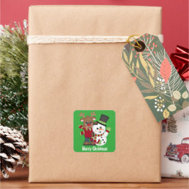 Kerstvrienden Groene sticker voor feestdag