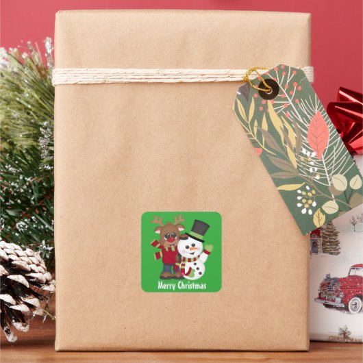 Kerstvrienden Groene sticker voor feestdag (Feestdagen)