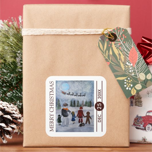 Kerstvrienden Kerstmis Vierkante Sticker (Feestdagen)