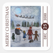 Kerstvrienden Kerstmis Vierkante Sticker (Voorkant)