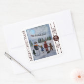 Kerstvrienden Kerstmis Vierkante Sticker (Envelop)