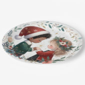 kerstvrienden papieren bordje (Gekanteld)