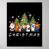 Kerstvrienden Santa Rudolph Snowman Familie Xma Poster (Voorkant)