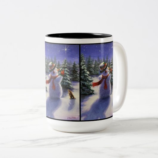 Kerstvrienden Snowman en mok in de winter van het  (Voorkant rechts)