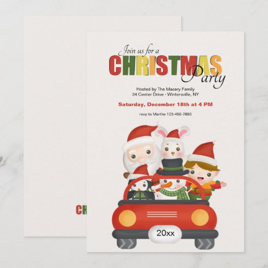 Kerstvriendenfeest Kaart (Voorkant / Achterkant)