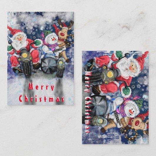 Kerstvriendjes met fijne kerst - flauwekul notitiekaartje (Voorkant / Achterkant)