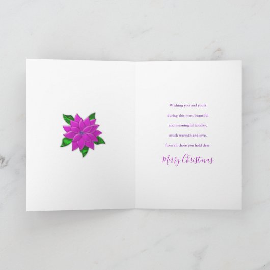 Kerstvriendjesvrienden Paars Poinsettia Kaart (Binnen)